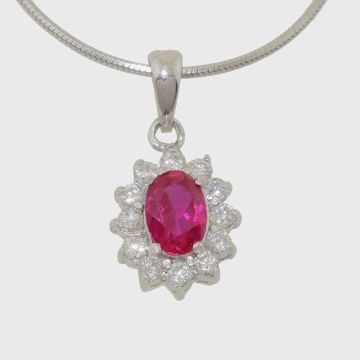 Silver pendant with zircon stones and ruby