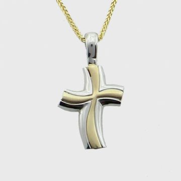 Kreuz Weiß Gelbgold 14kt