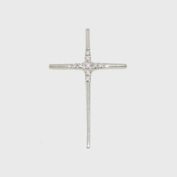 Kreuz Weißgold 14 Karat mit Zirkonen