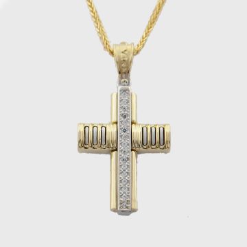 Kreuz Weiß Gelbgold 14kt