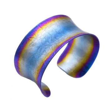 Textured Anodized Titanium Wide Cuff Bracelet. Various colors