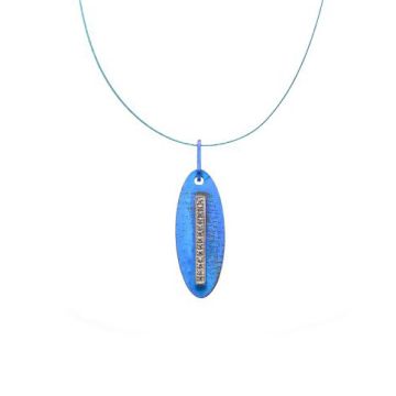 Oval Anodized Titanium Pendant with Sterling Silver Bar with 13 Zircons