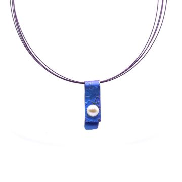 Titanium Pendant Short Folded with Big Pearl