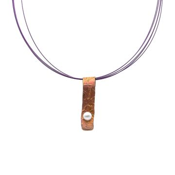 Titanium Pendant with Pearl Long Folded 