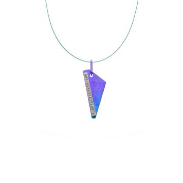 Titanium Pendant in Asymmetric Triangle Shape With a Sterling Silver Bar With 18 Zircons 