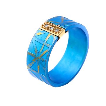 Anodized Titanium Textured Medium  with Gold Plated Sterling Silver Bar.In various colors