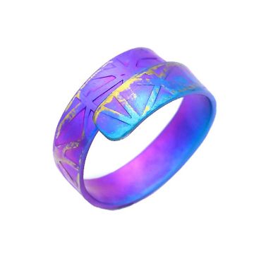 Hypoallergenic Iridescent Ribbon Titanium Ring. In various colors