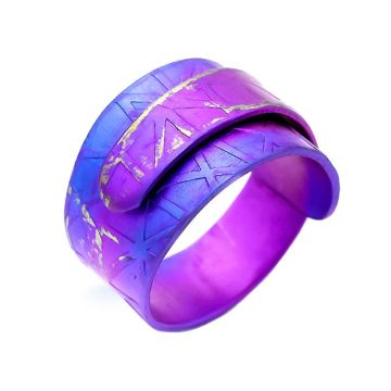 Colorful Hypoallergenic Titanium Ring Entangled and Textured . In various colors
