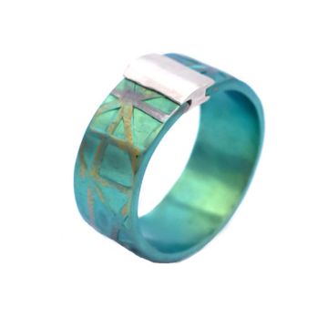 Flat Titanium Ring with Sterling Silver Detail. In different colours