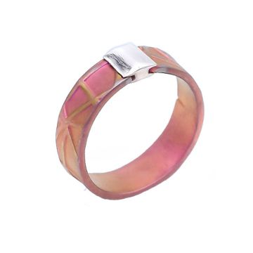 Anodized Flat Round Titanium Ring with Sterling Silver Detail . In different colors